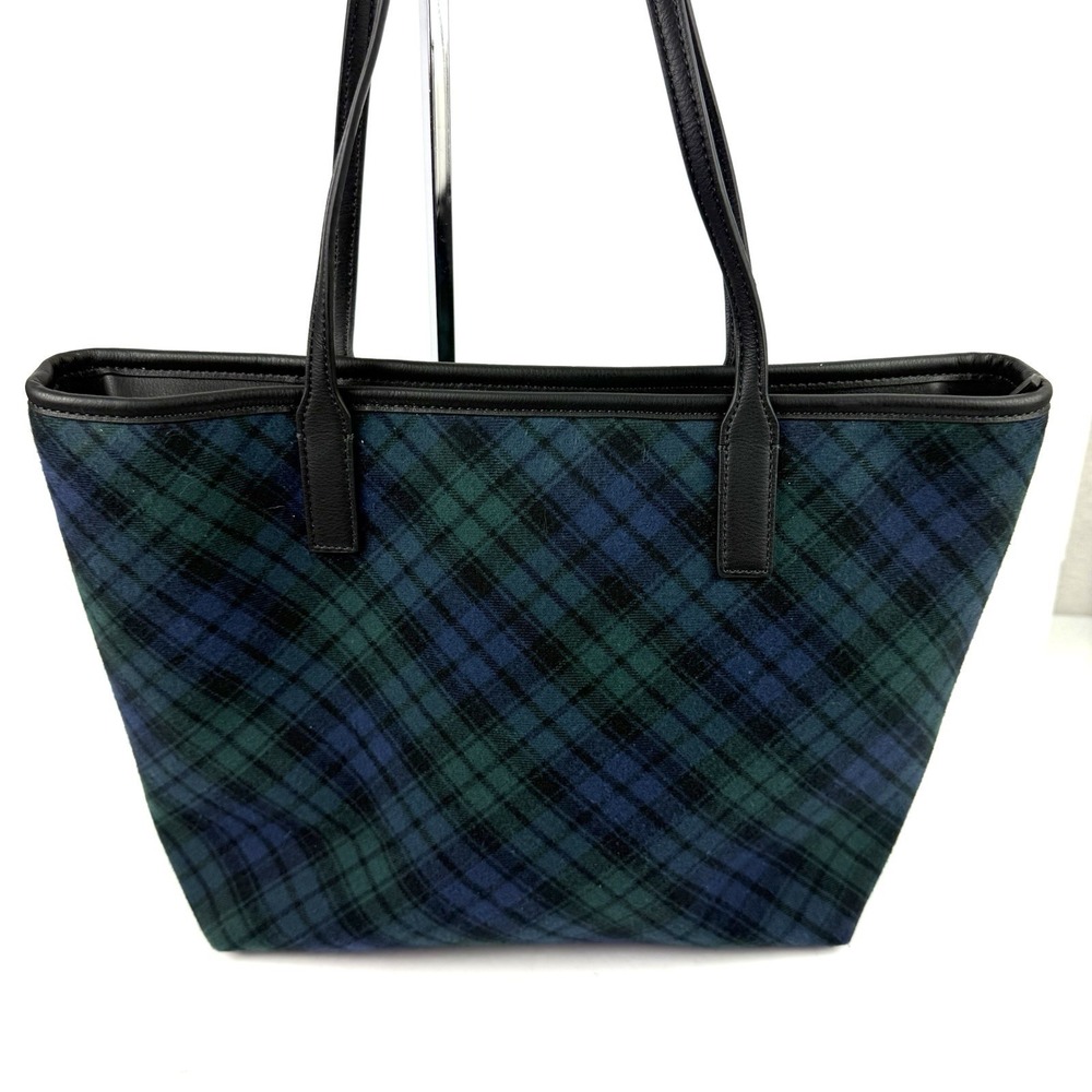 Talbots Tartan Plaid Tote Bag Blue Green Handbag Preppy Everyday Brand New - Picture 4 of 15